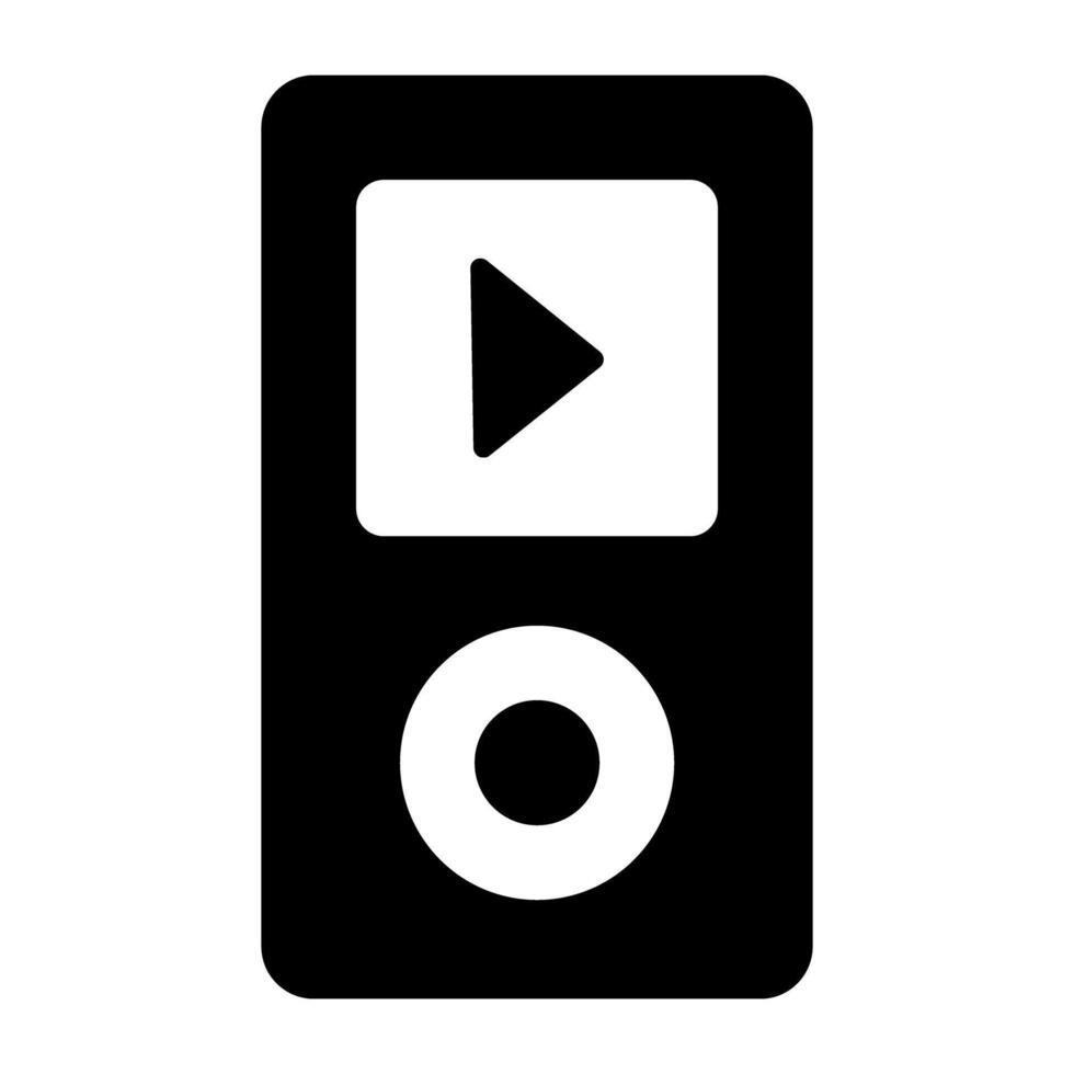 Audio music device icon, solid, glyph design of MP3 player vector