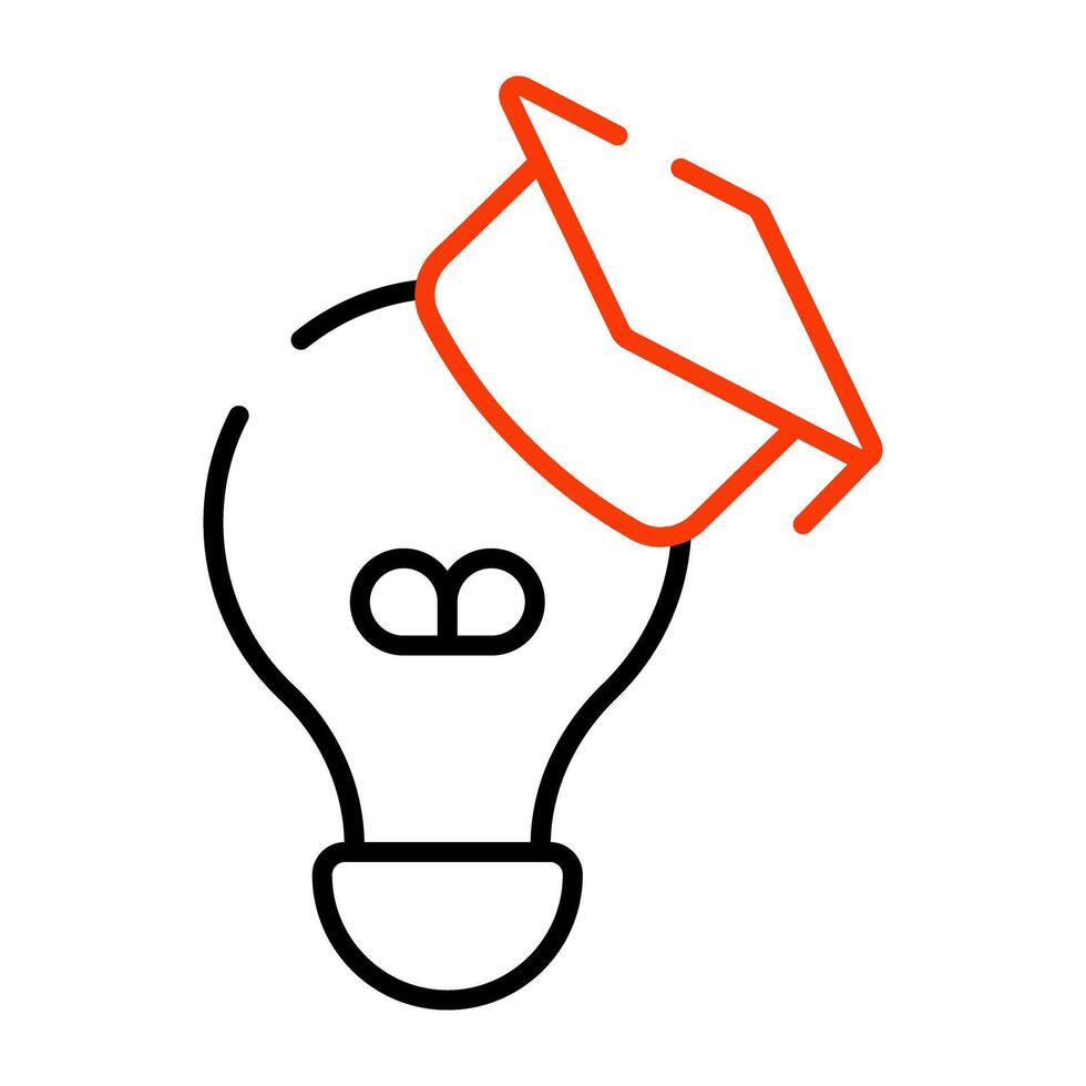 Light bulb with mortarboard, concept of educational idea icon vector