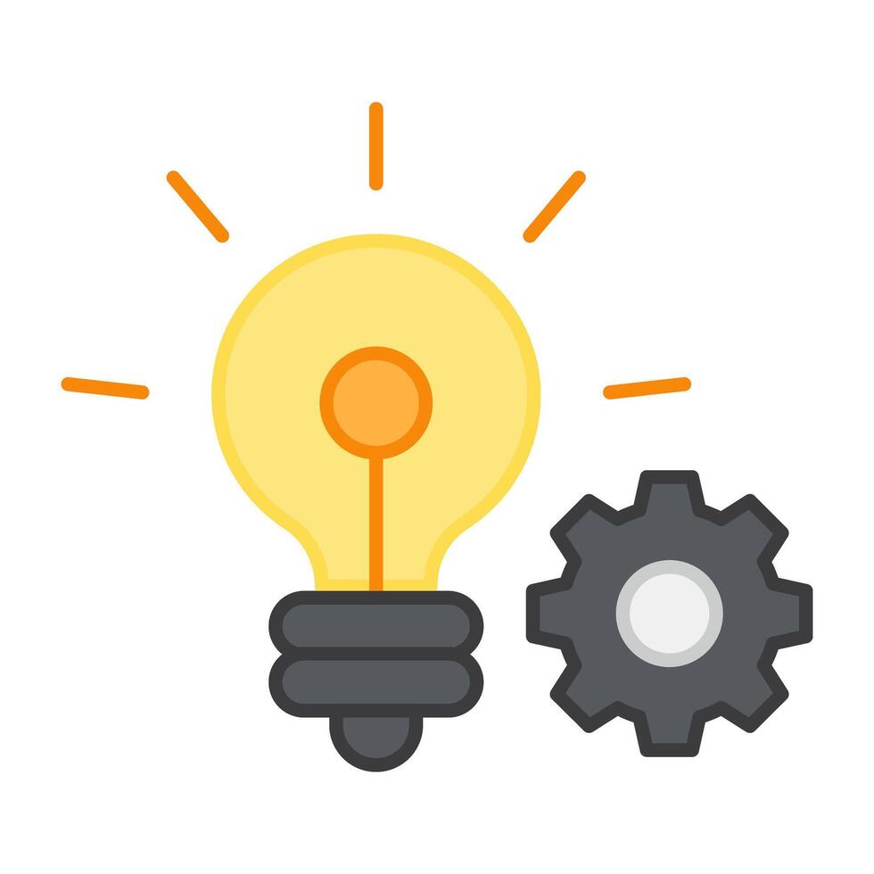 Gear with light bulb, icon of idea generation vector