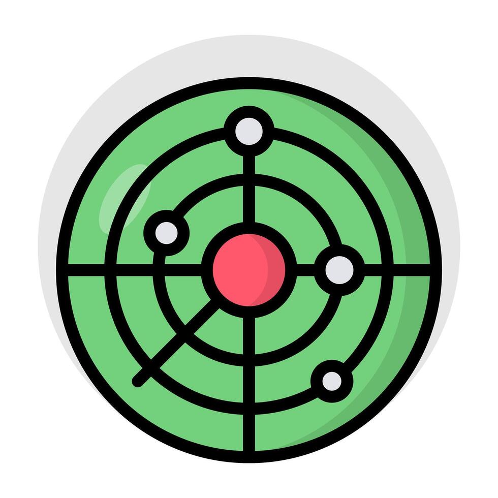 A flat design, icon of radar vector