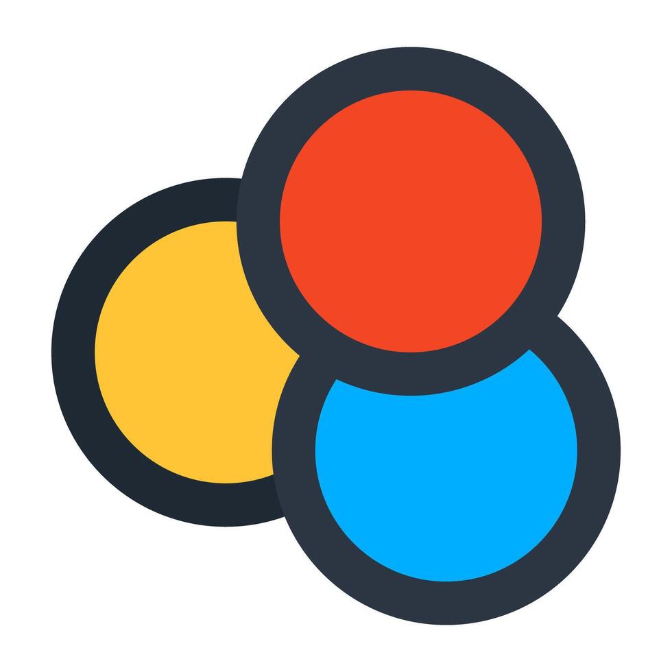 An overlapping circles icon, flat design of venn diagram vector