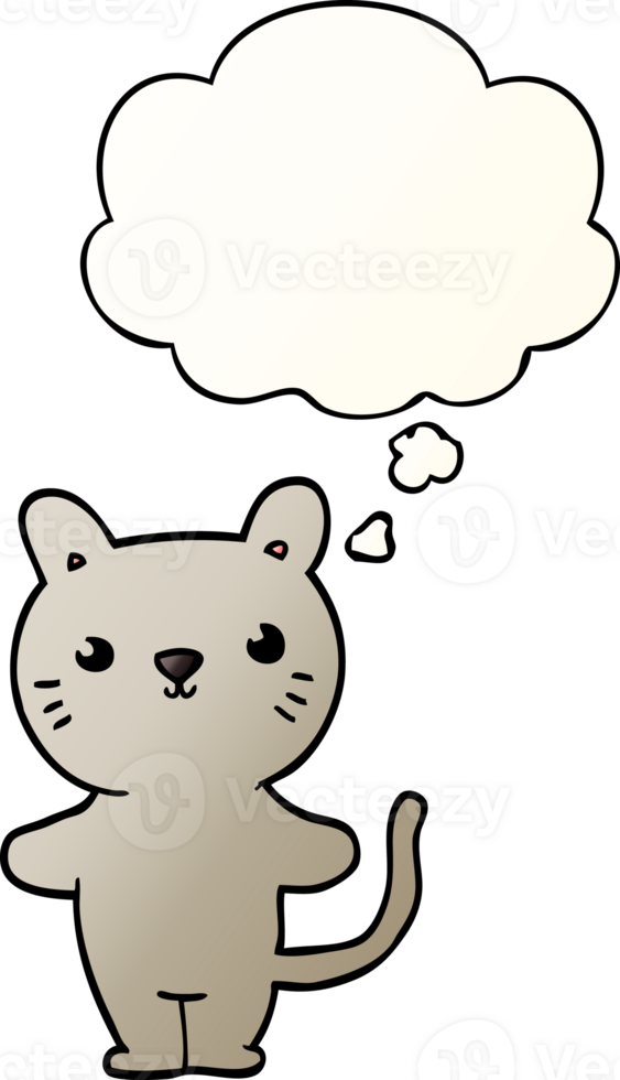 cartoon cat with thought bubble in smooth gradient style png
