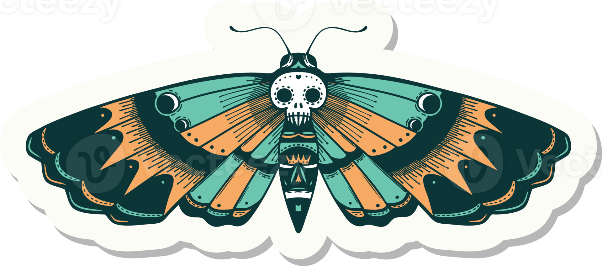 sticker of tattoo in traditional style of a deaths head moth png