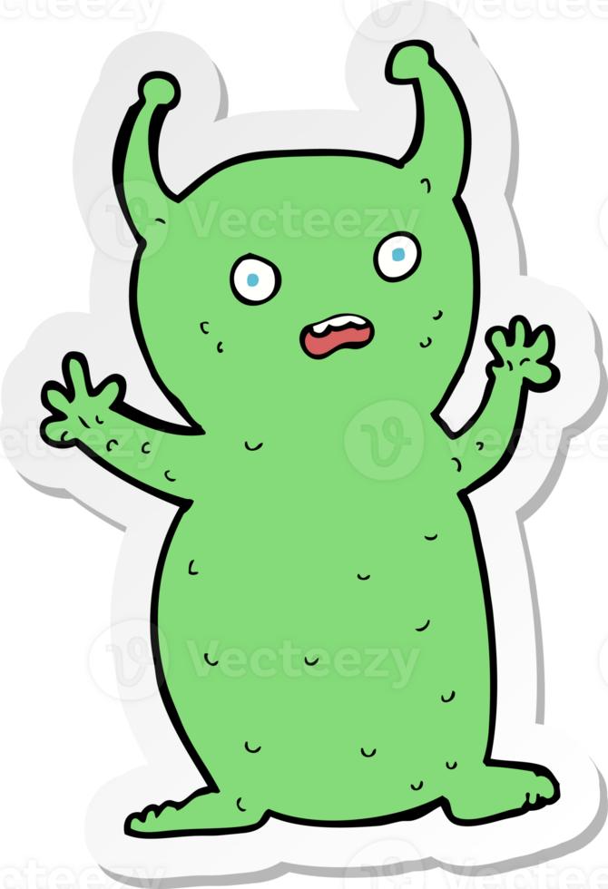 sticker of a cartoon funny little alien png