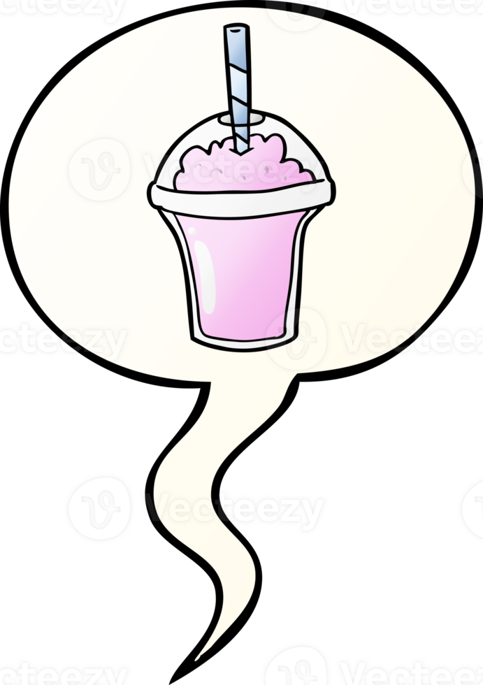 cartoon smoothie with speech bubble in smooth gradient style png