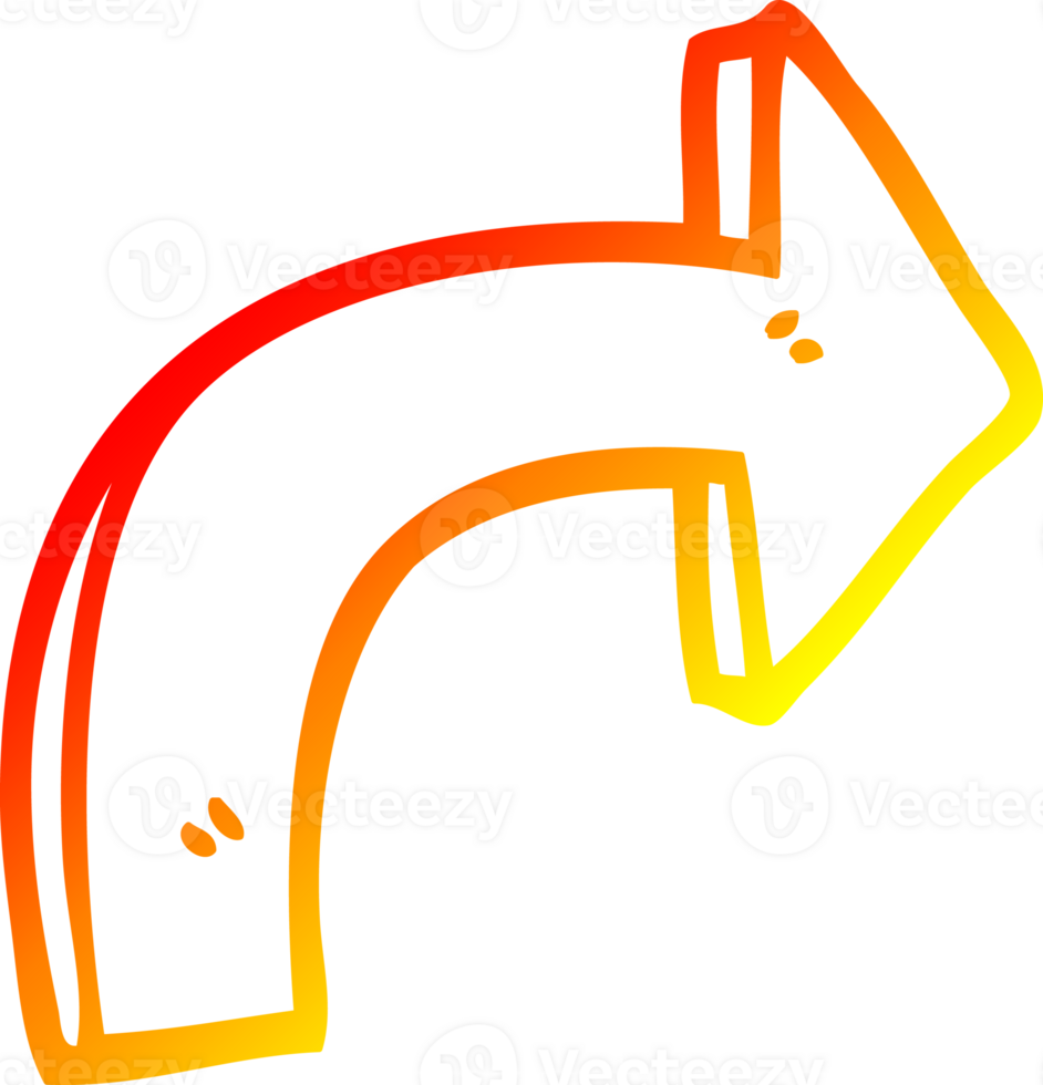 warm gradient line drawing of a cartoon directing arrow png