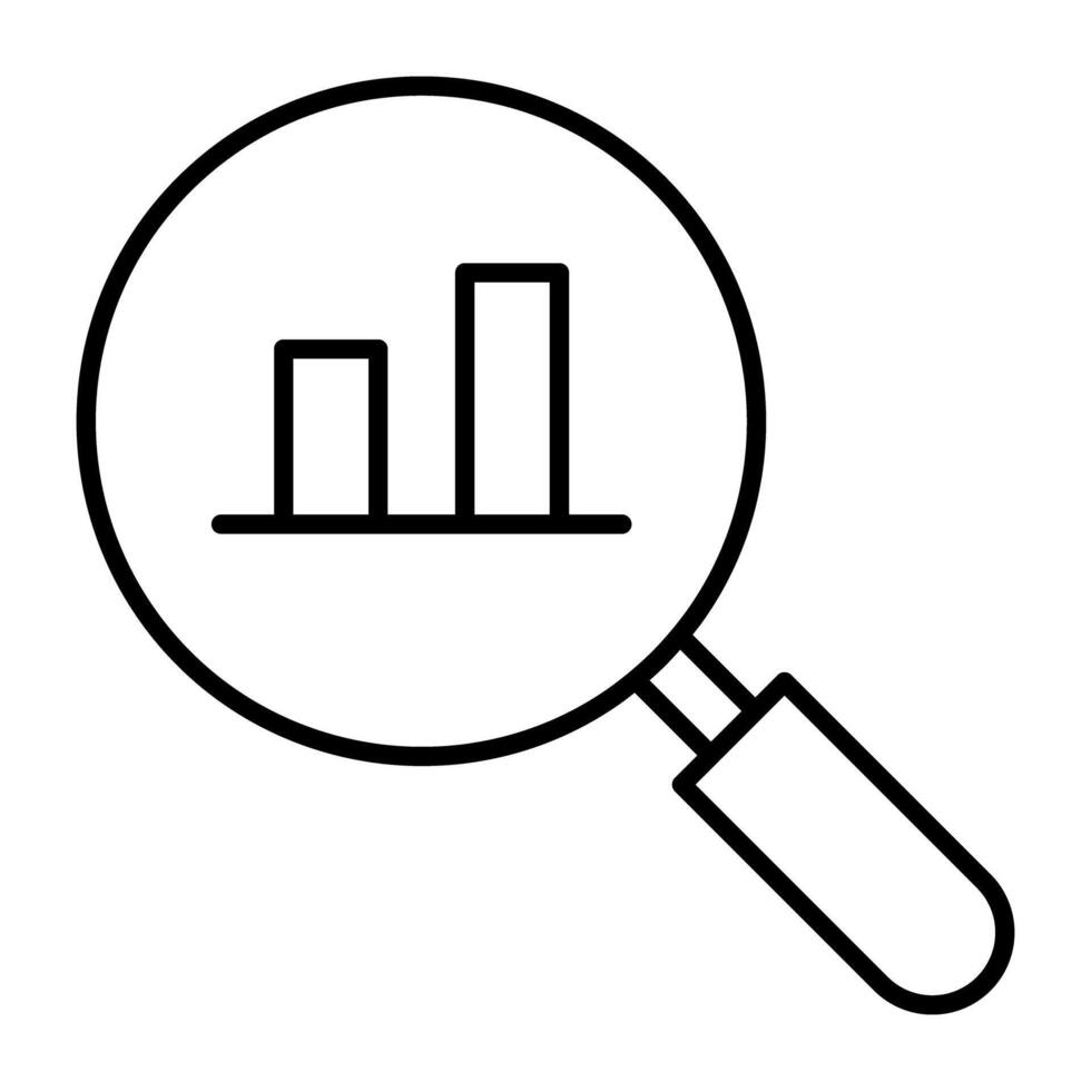 Bar chart under magnifying glass showing concept of data analysis vector