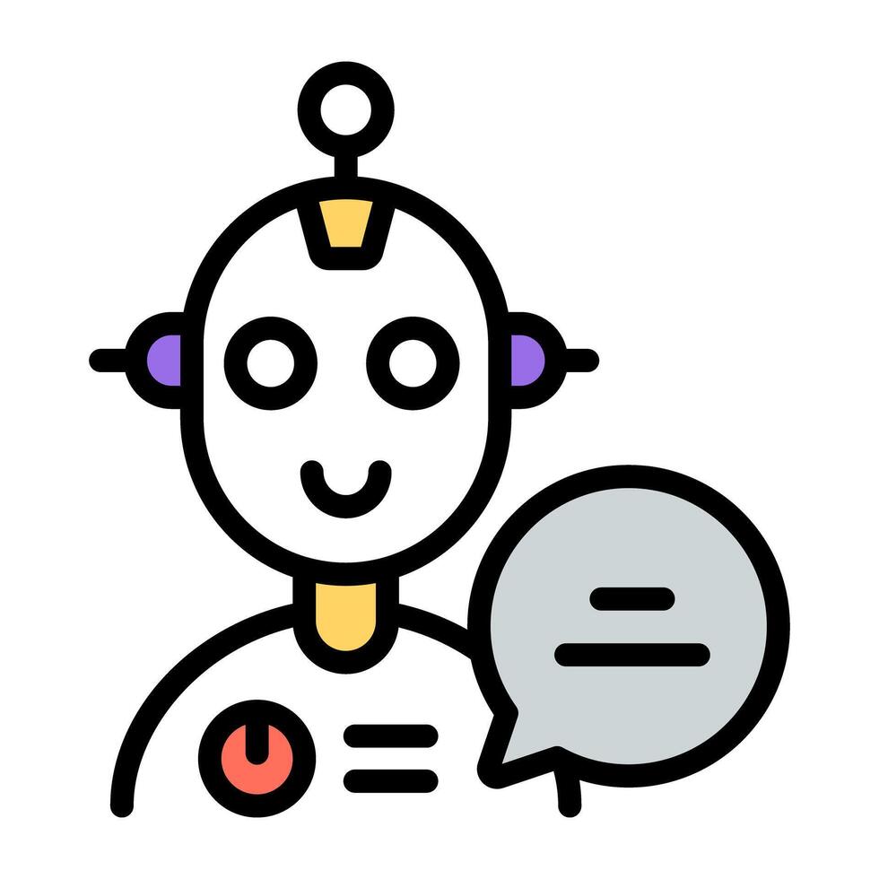 robot charla icono, editable vector