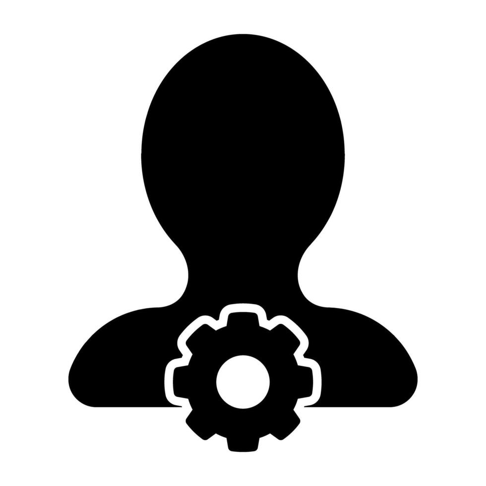 Avatar with gear, icon of user setting vector