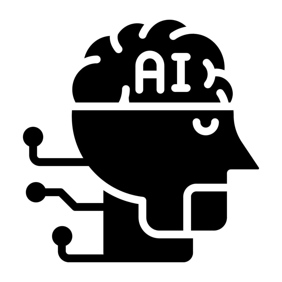 icono de diseño moderno de cerebro artificial vector