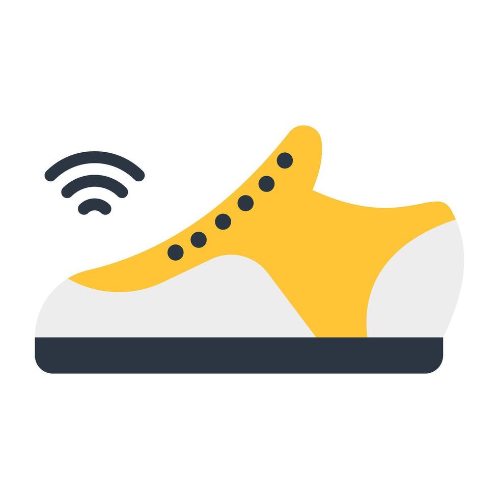 Wifi signals with boots denoting concept of smart shoes vector