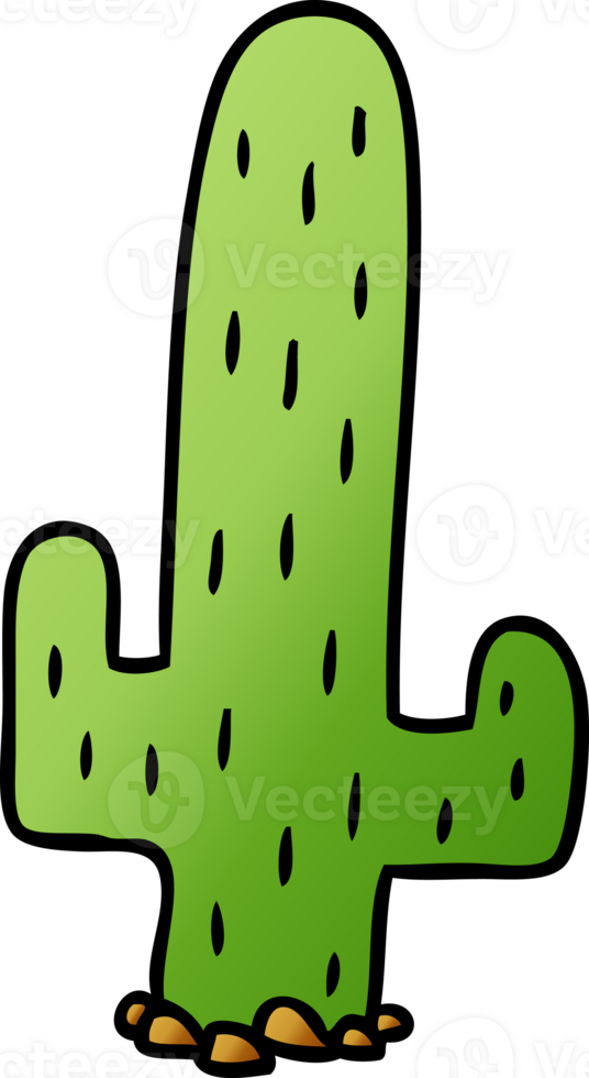 hand drawn gradient cartoon doodle of a cactus png
