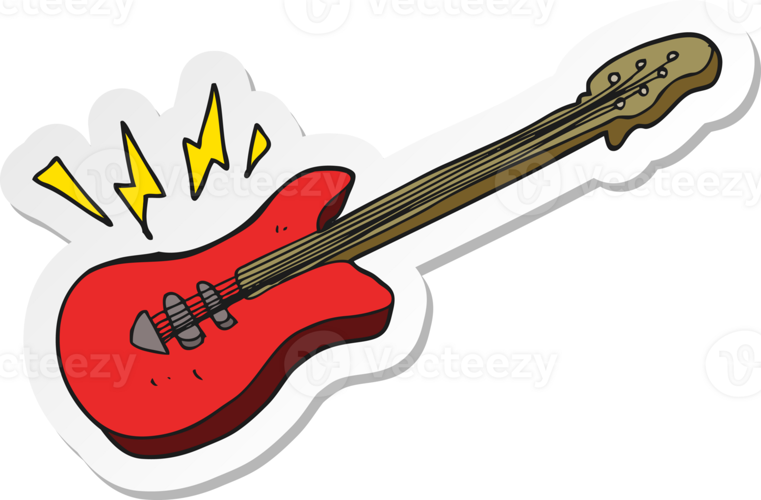 adesivo de uma guitarra elétrica de desenho animado png