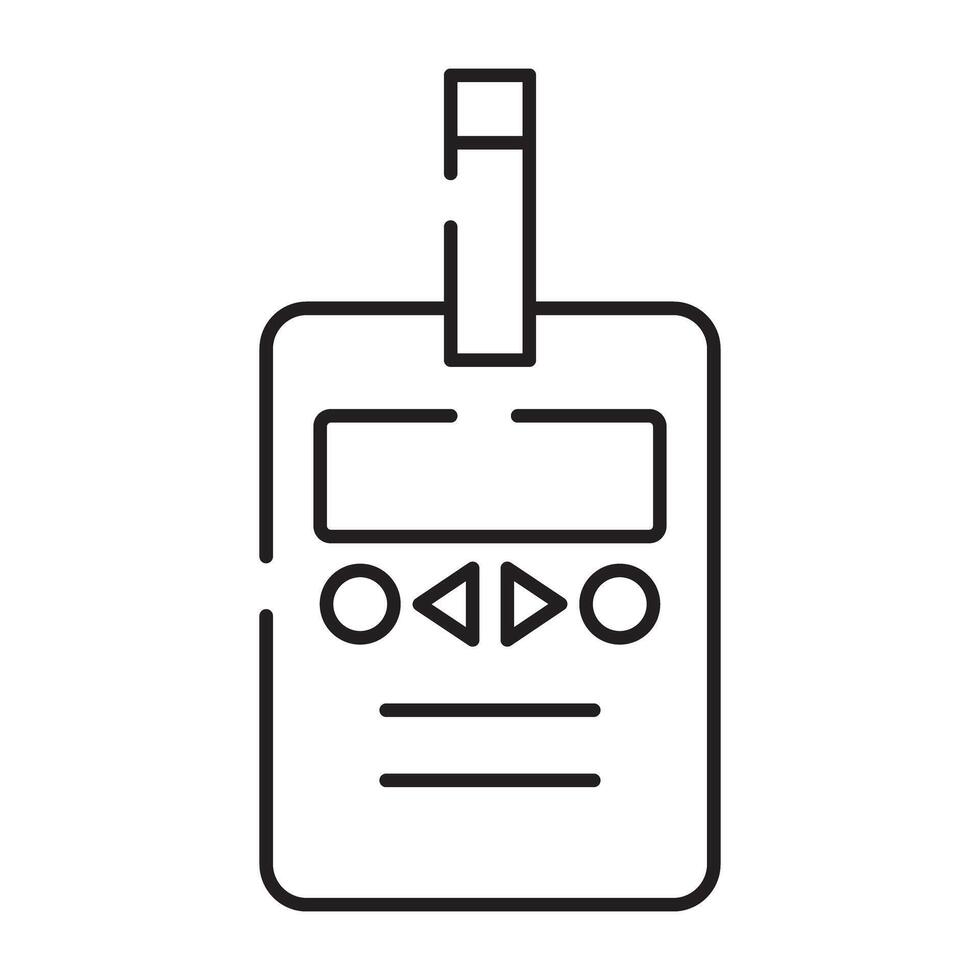 Sugar test machine icon, linear design of glucometer vector