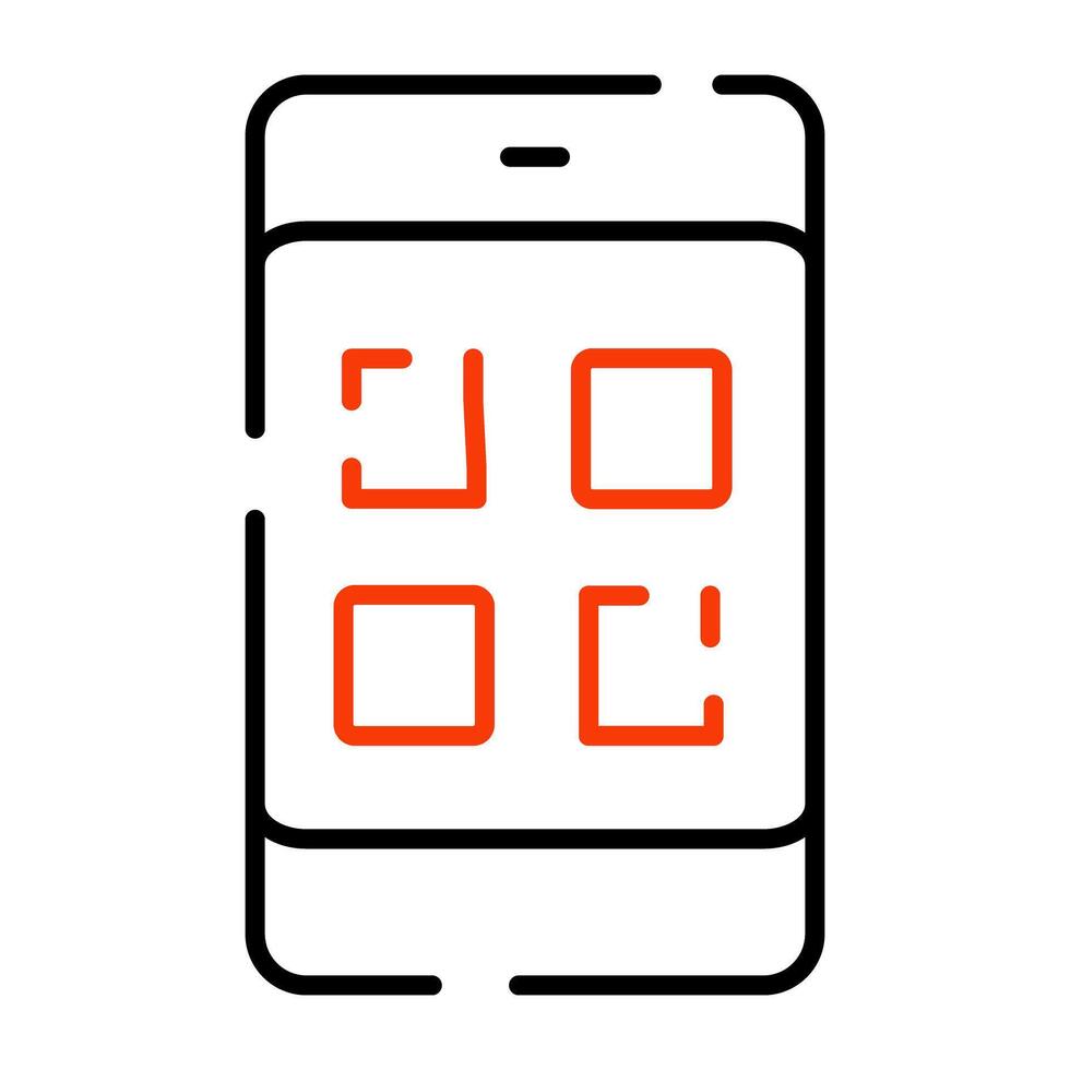 Phone qr code icon, editable vector