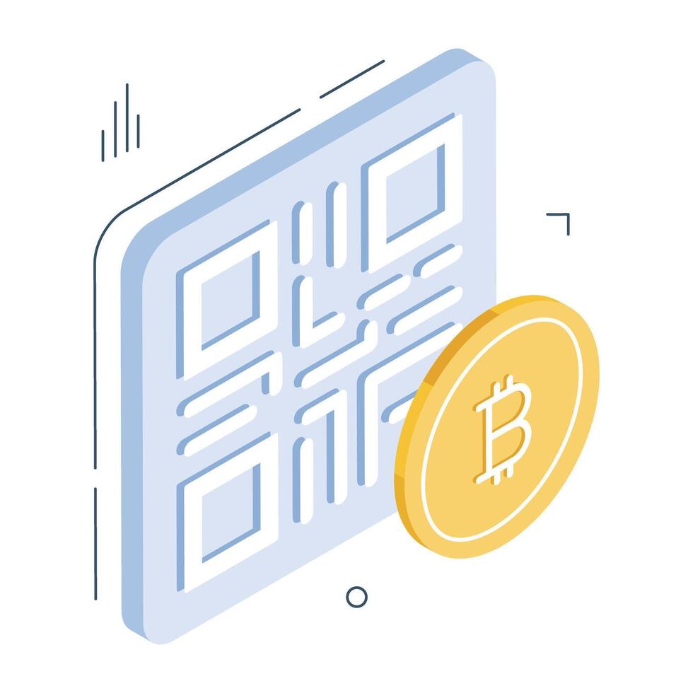 un de colores diseño icono de bitcoin código de barras vector