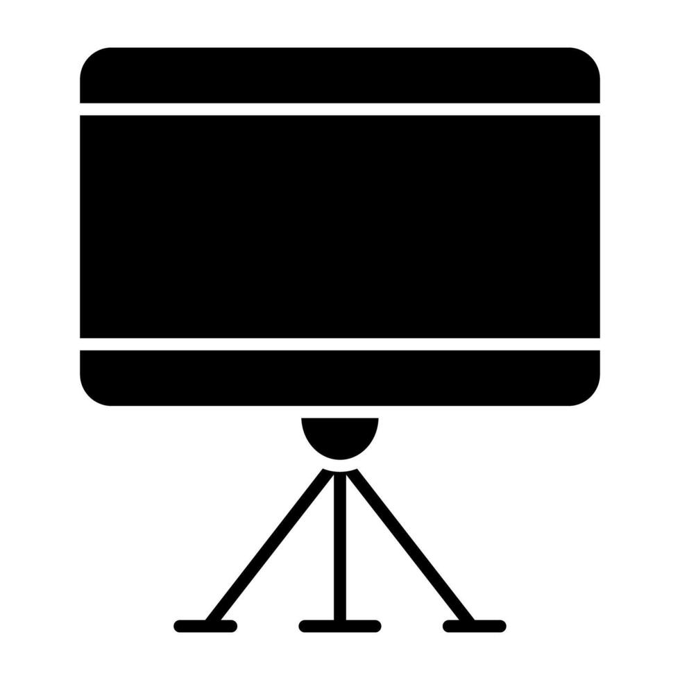 A tripod stand icon, solid design of presentation board vector