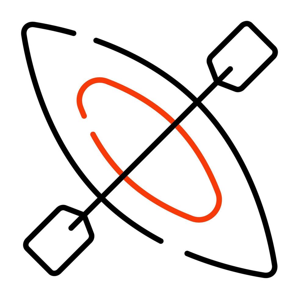Boat with oars showing concept of canoe vector