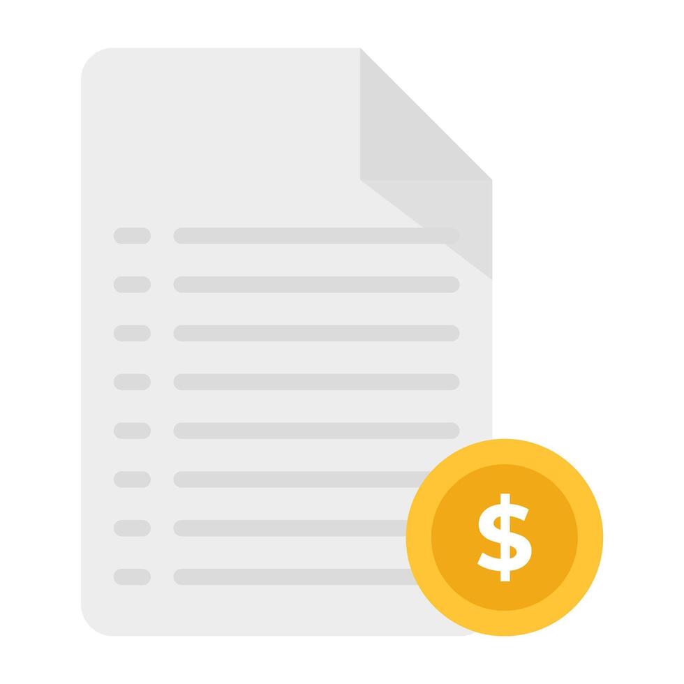 Folded paper, concept of bill icon vector