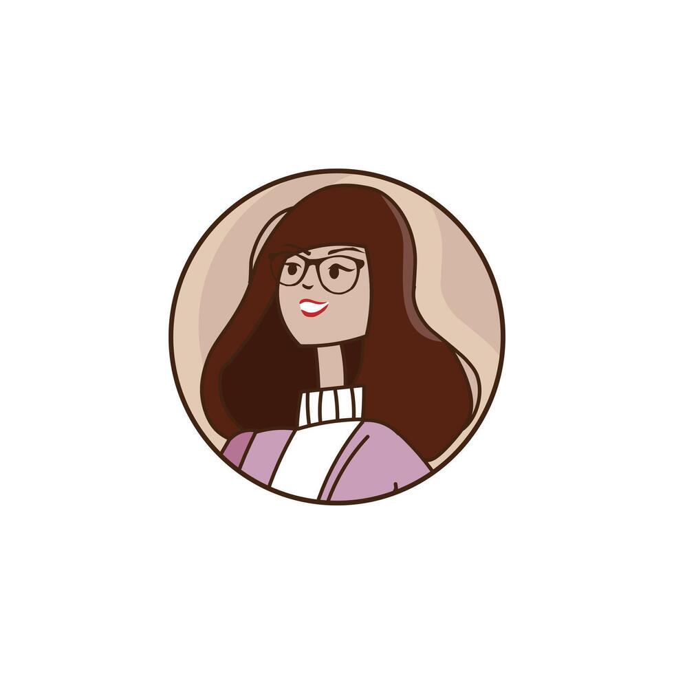 Young woman with glasses female character vector