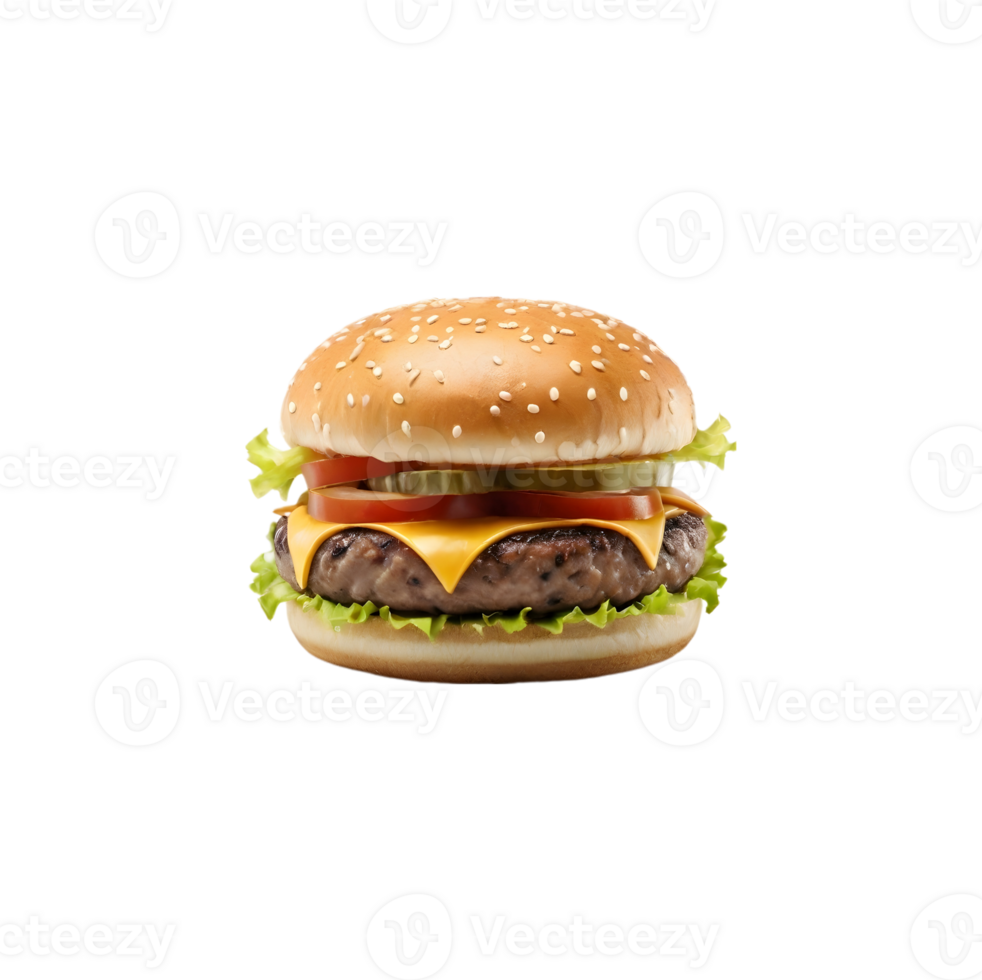AI generated Fast food of Hamburger isolated on transparent background generative ai png