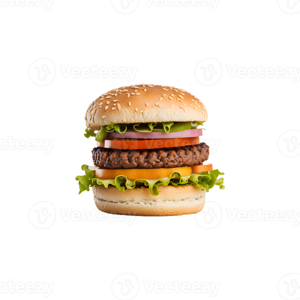 AI generated Fast food of Medium Hamburger isolated on transparent background generative ai png