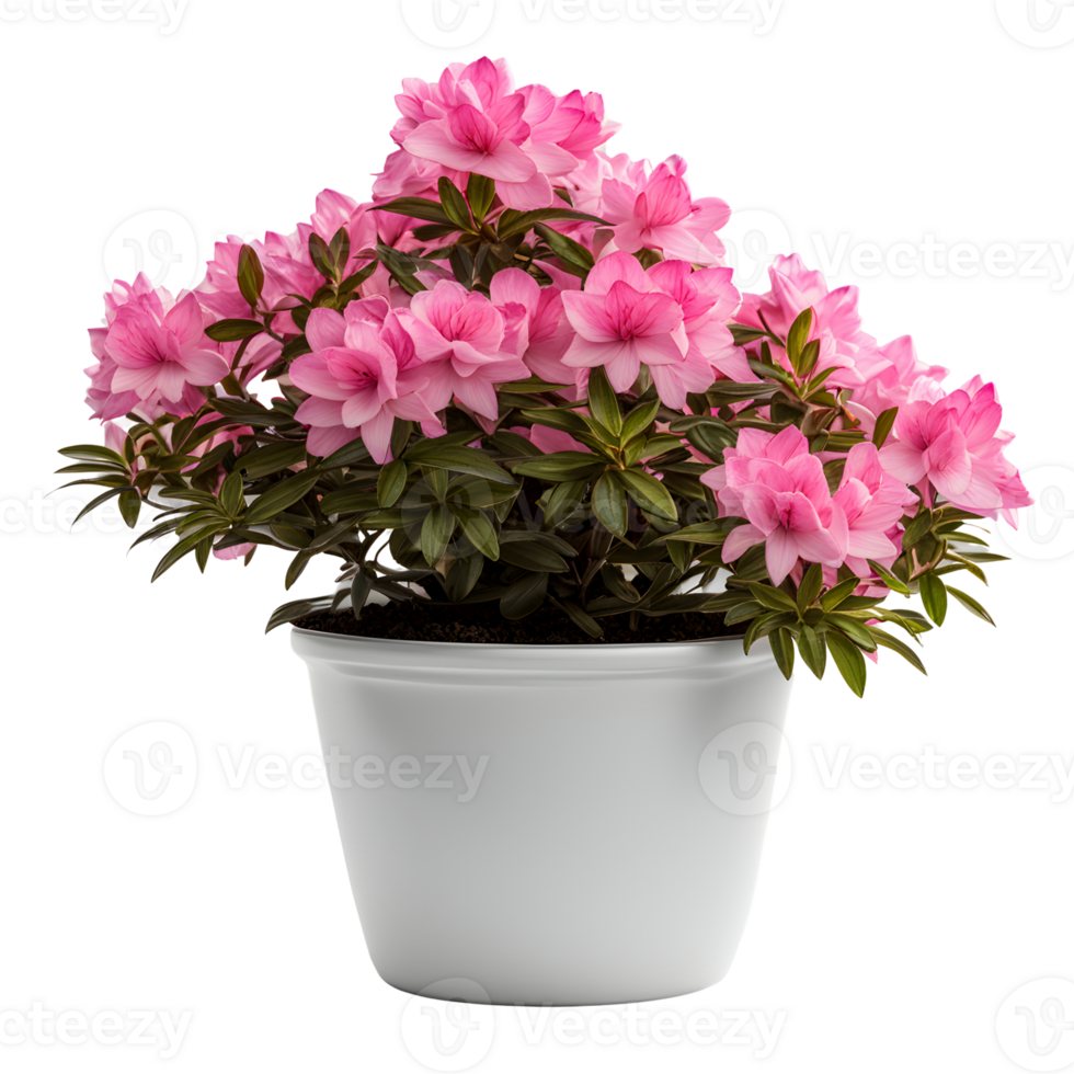 AI generated House parlor plant Azalea plant in modern white pot or vase isolated on transparent background generative ai png