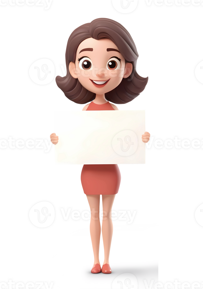AI generated 3D Rendering Female Character Holding A Blank Sign png