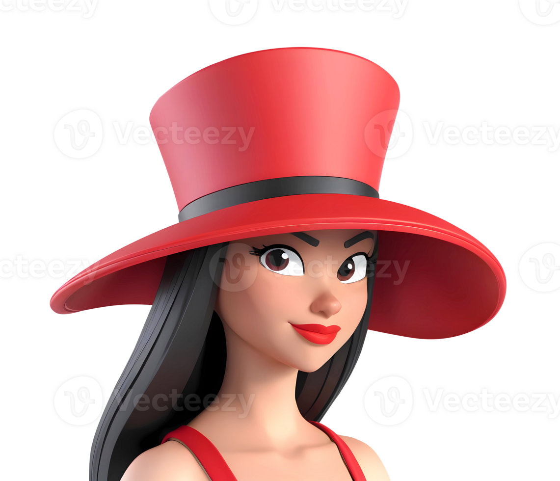 AI generated 3D Rendering Female Cartoon Character Wearing Red Hat png