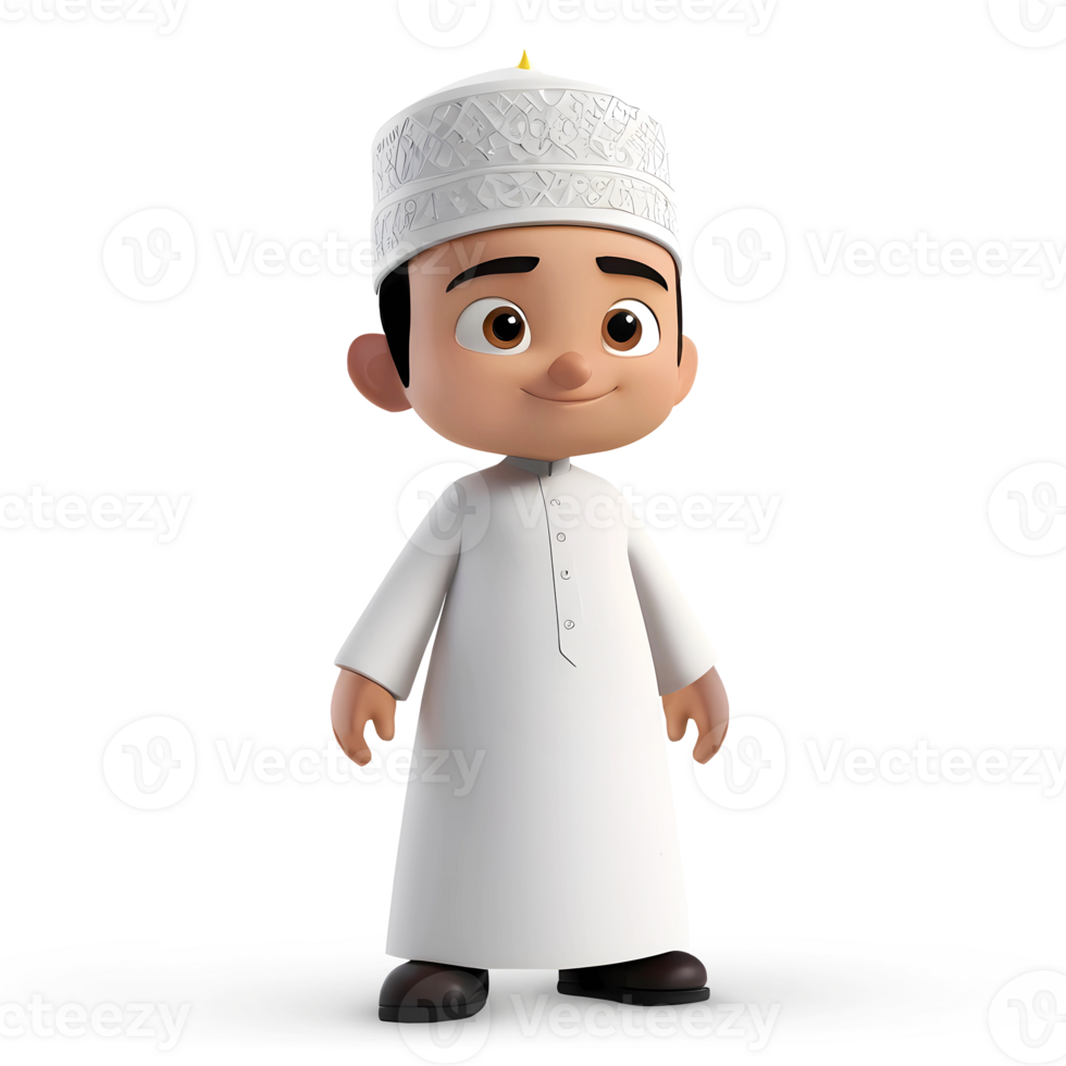 AI generated 3d rendering cartoon little boy character png
