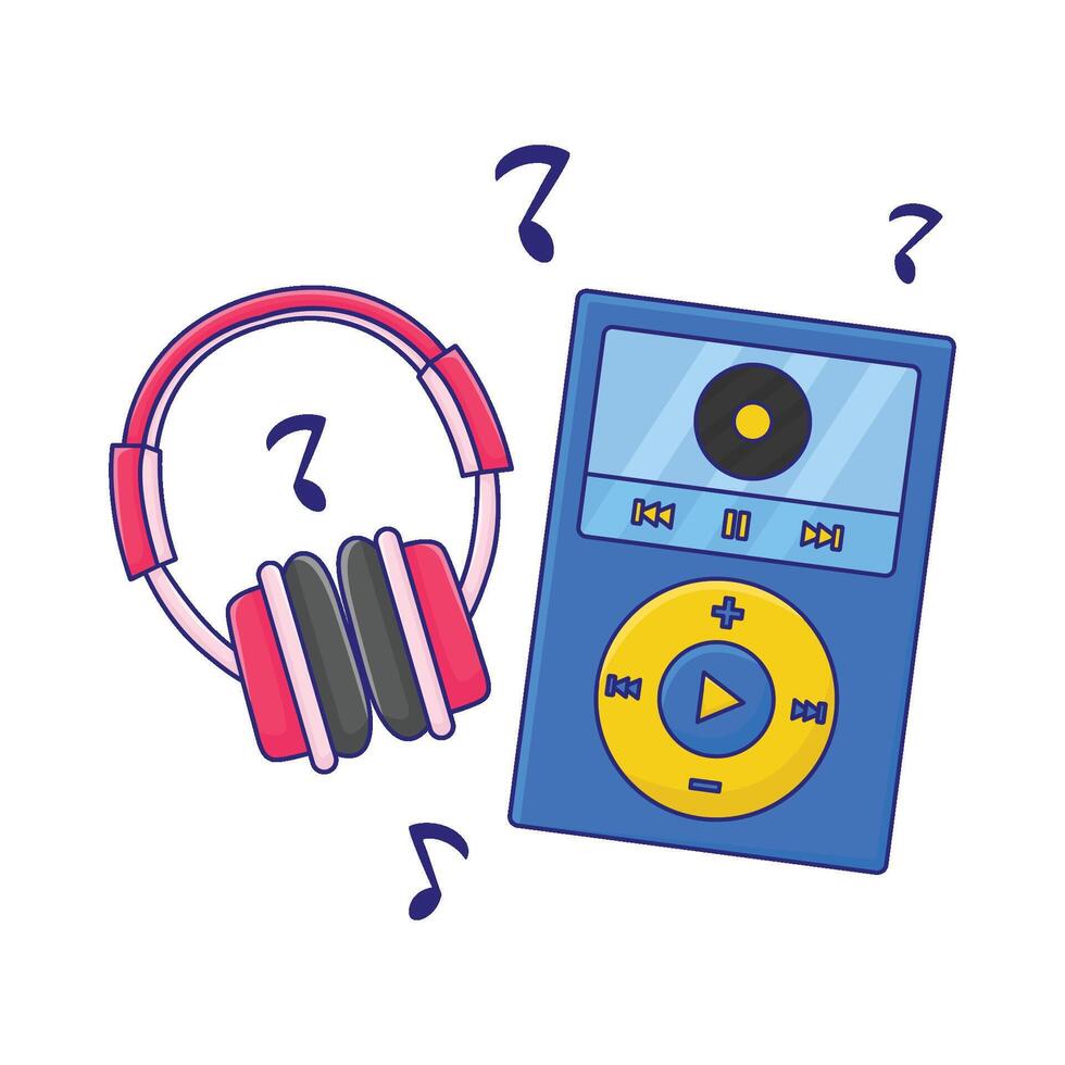 Illustration of mp3 player with headphone vector