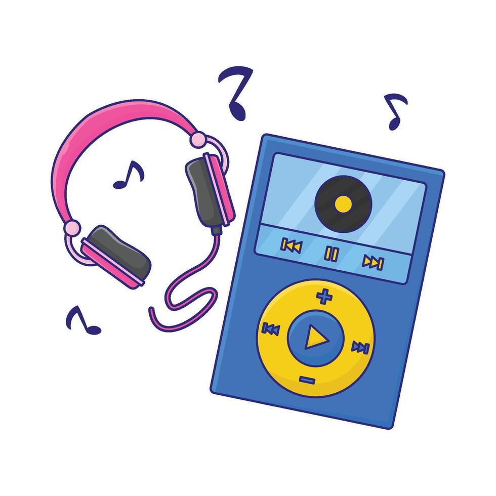 ilustración de mp3 jugador con auricular vector