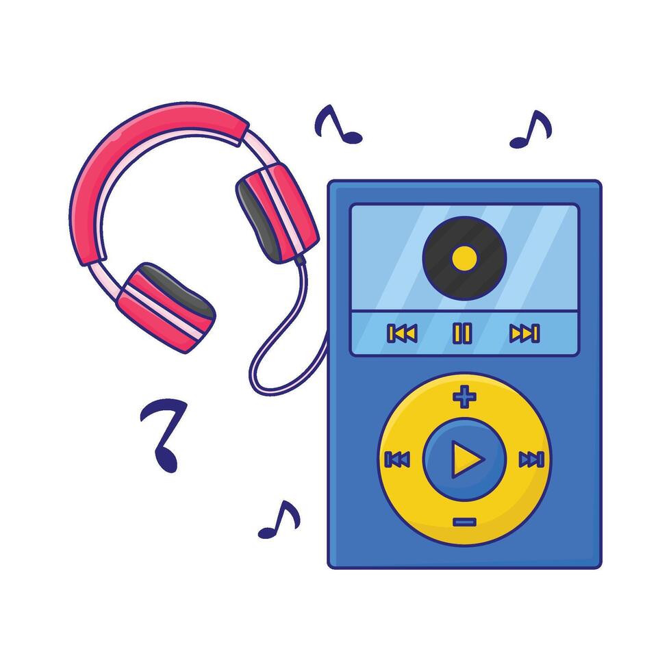 Illustration of mp3 player with headphone vector