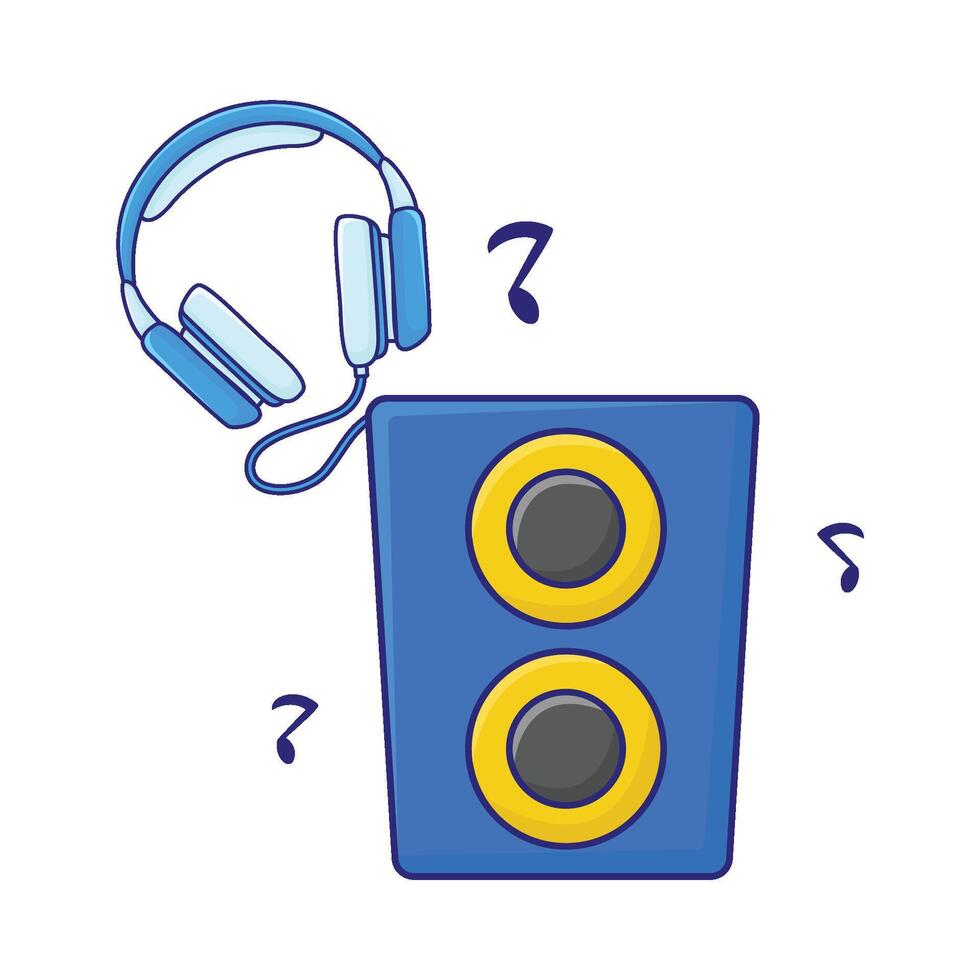 Illustration of headphone with music speaker vector