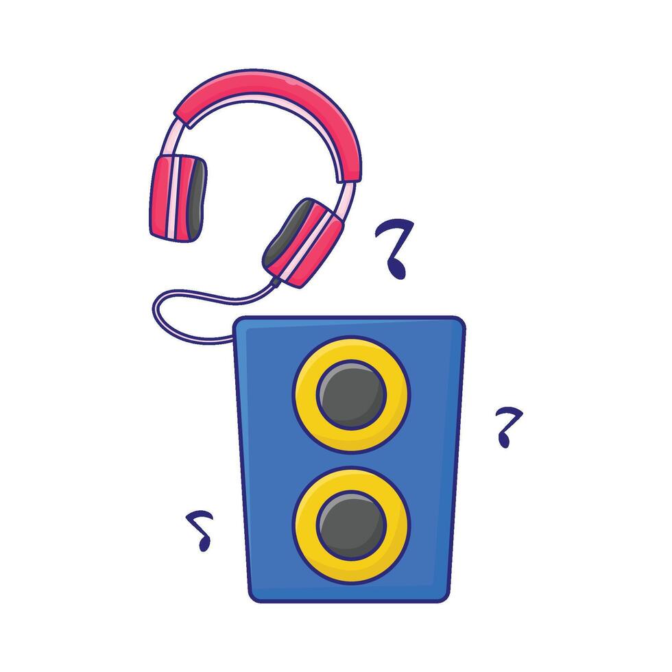 ilustración de auricular con música altavoz vector