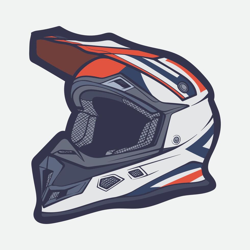 Helmet Motorcycle Cartoon Vector Icon, Cartoon Vector Icon Concept Flat Design. Draw Cartoon Vector Icon Illustration Helmet Motorsycle In Flat Style. Icon Cartoon Vector Helmet Motorsycle Side View