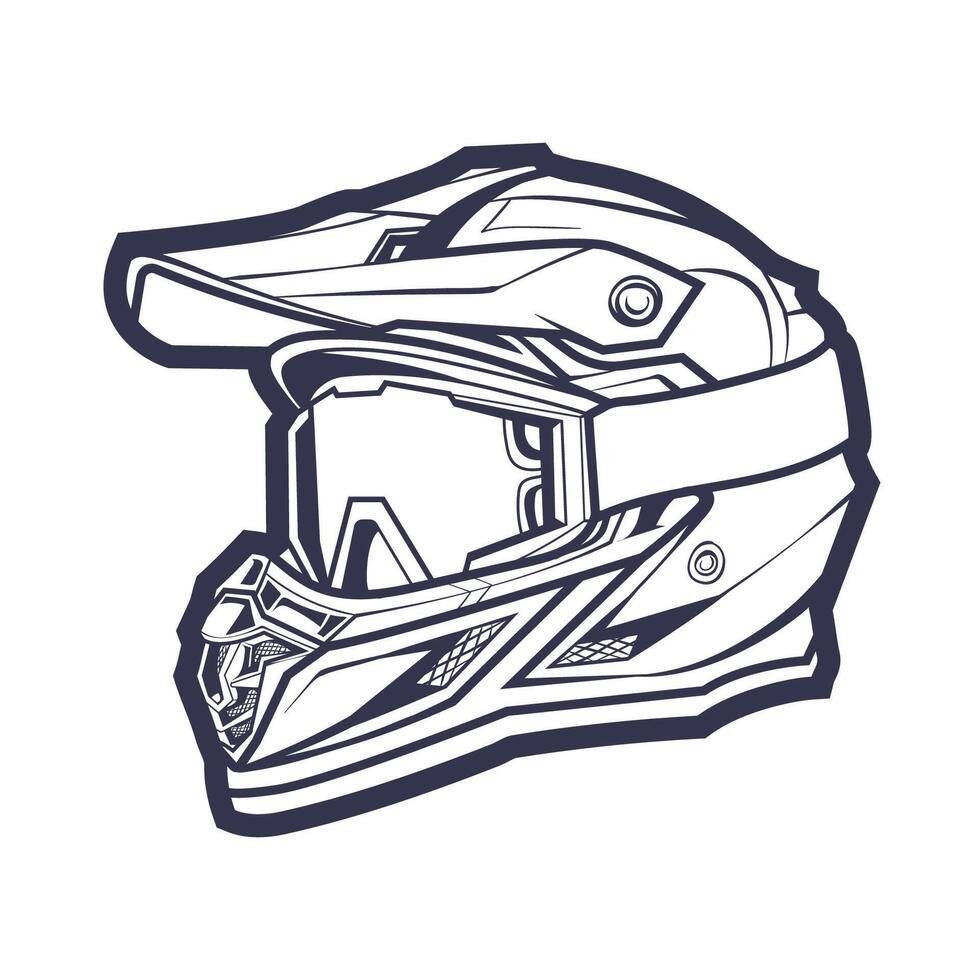 Line Art Motorcycle helmet isolated on White background vector illustration