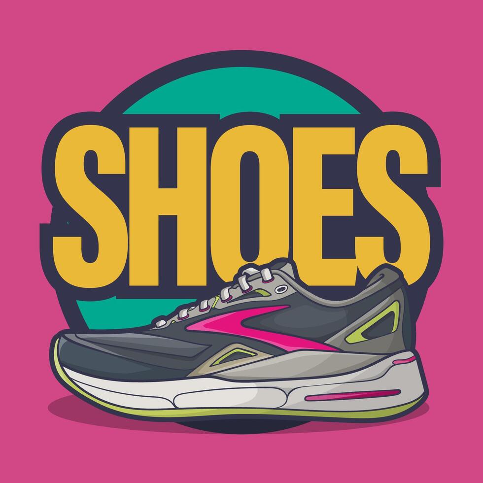 Sneakers shoes vector art with flat illustration style