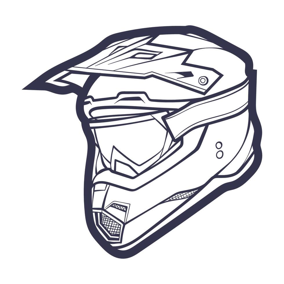 Line Art Motorcycle helmet isolated on White background vector illustration