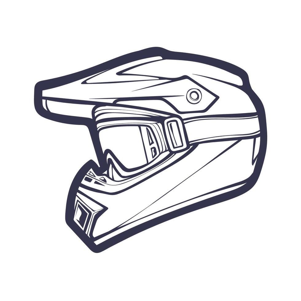 línea Arte motocicleta casco aislado en blanco antecedentes vector ilustración