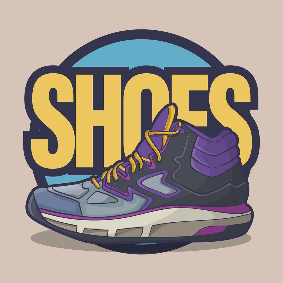 Sneakers shoes vector art with flat illustration style