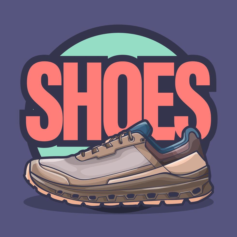 Sneakers shoes vector art with flat illustration style