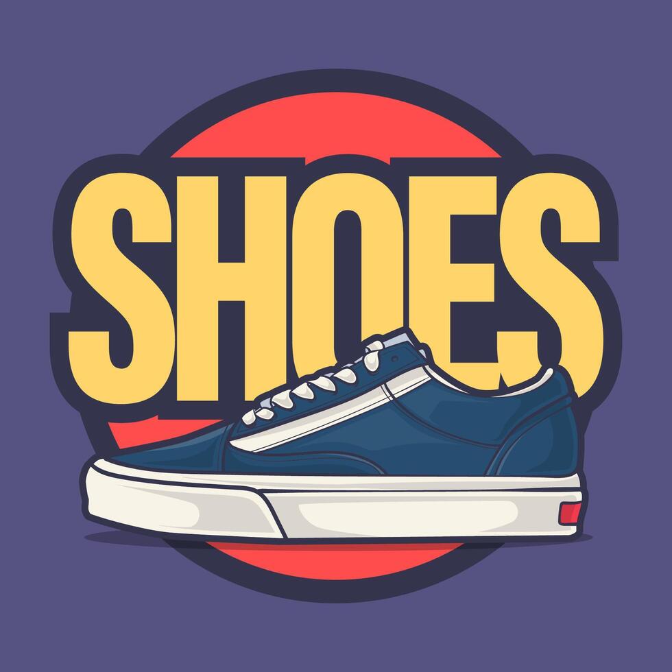 Sneakers shoes vector art with flat illustration style