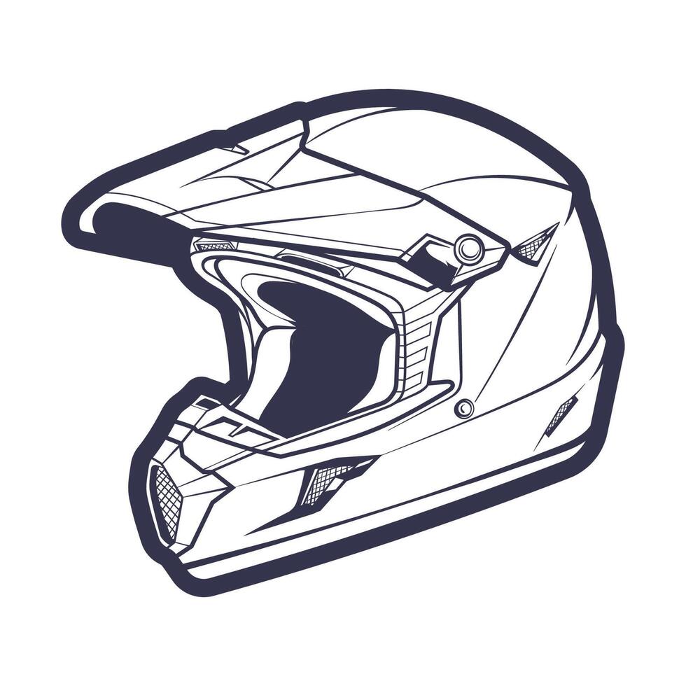 línea Arte motocicleta casco aislado en blanco antecedentes vector ilustración