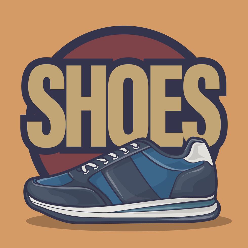 Sneakers shoes vector art with flat illustration style