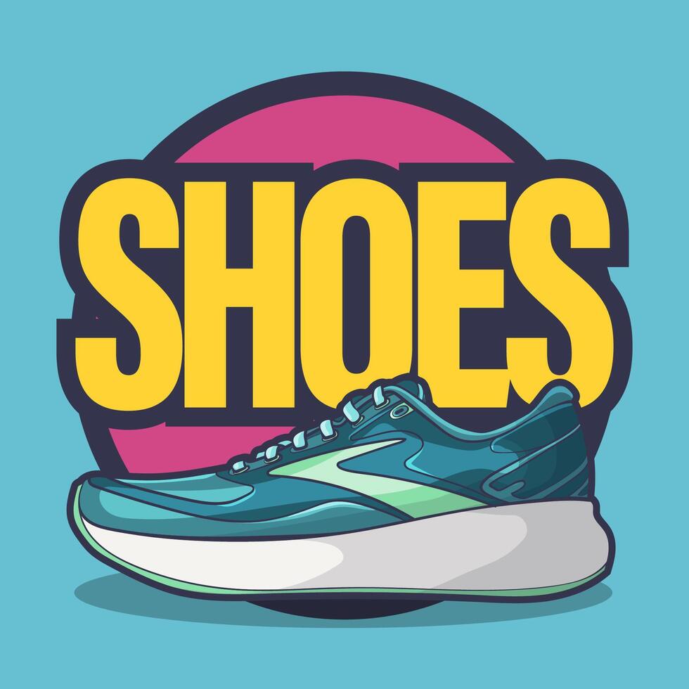 Sneakers shoes vector art with flat illustration style