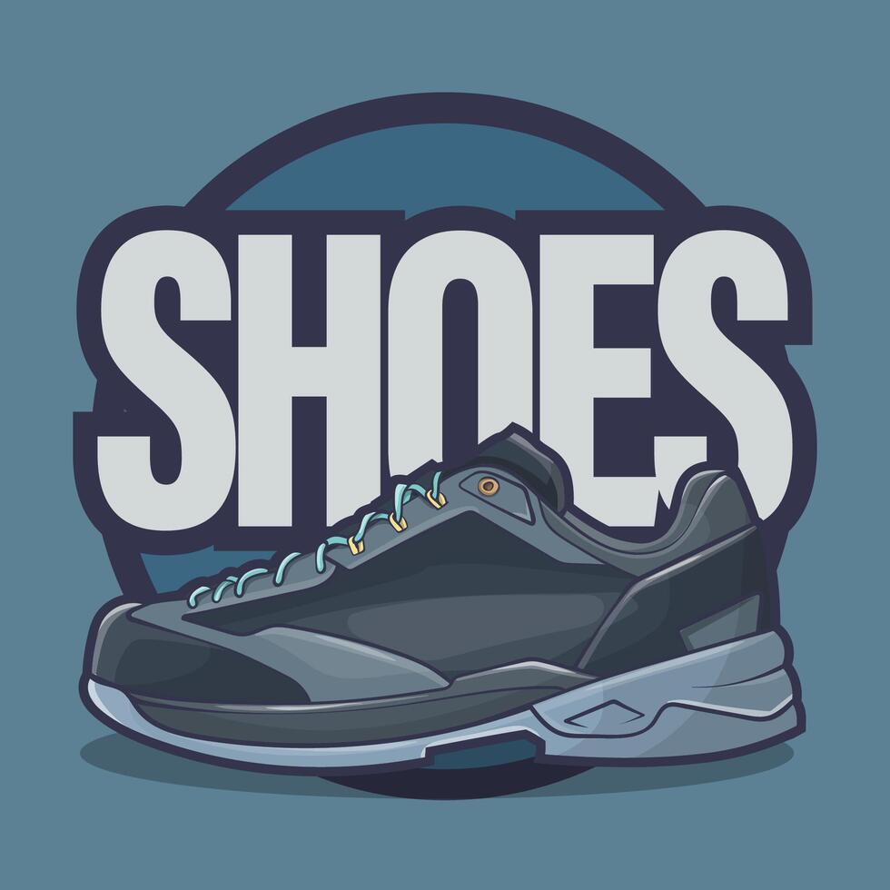 Sneakers shoes vector art with flat illustration style