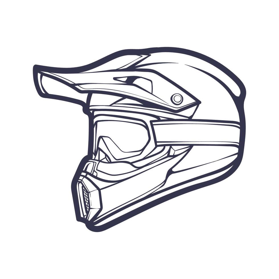 línea Arte motocicleta casco aislado en blanco antecedentes vector ilustración