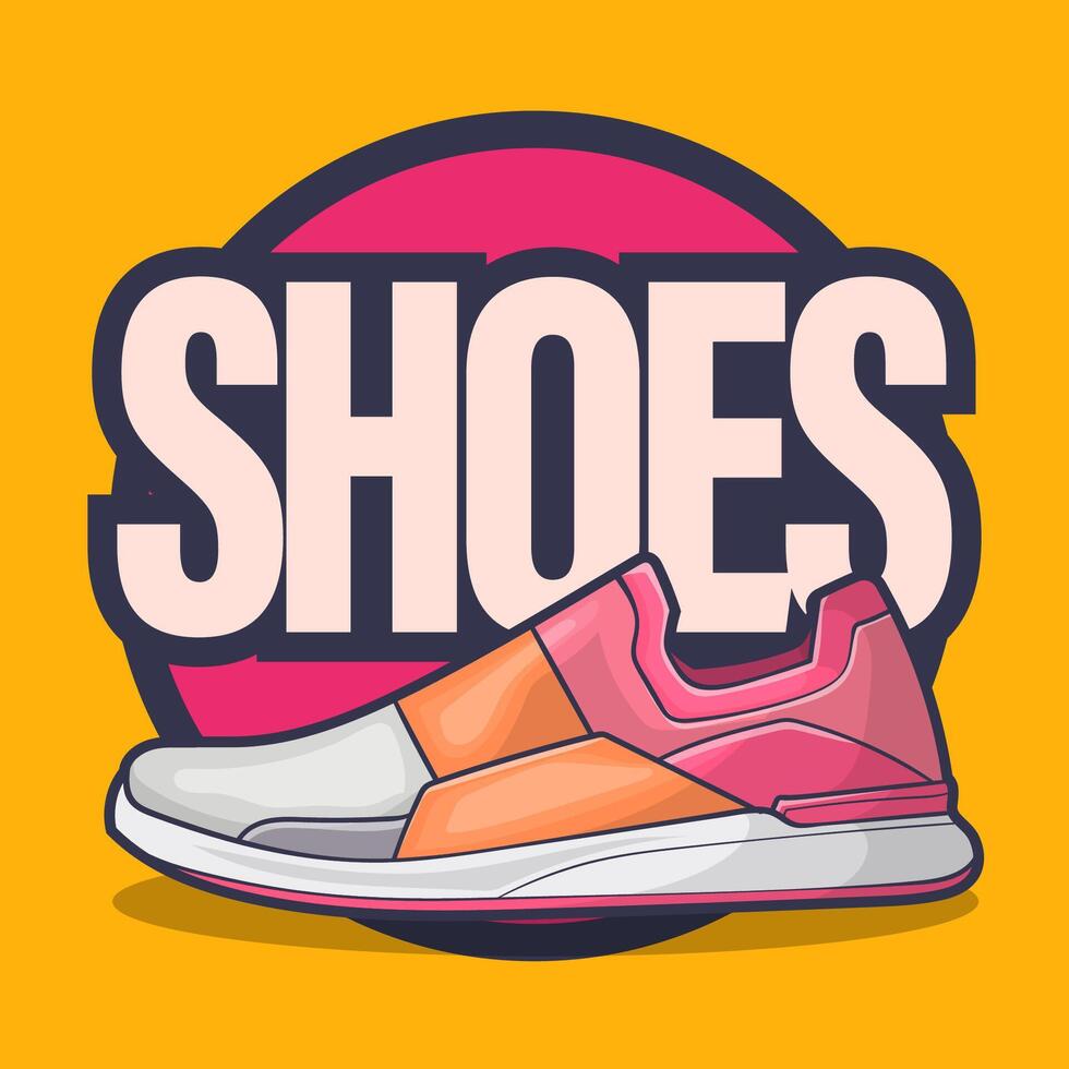 Sneakers shoes vector art with flat illustration style