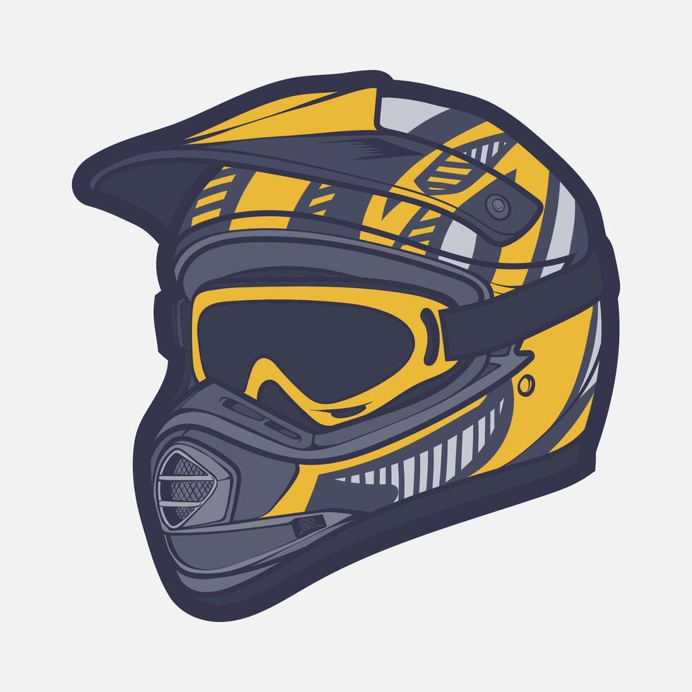 Helmet Motorcycle Cartoon Vector Icon, Cartoon Vector Icon Concept Flat Design. Draw Cartoon Vector Icon Illustration Helmet Motorsycle In Flat Style. Icon Cartoon Vector Helmet Motorsycle Side View